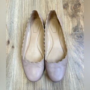 Chloé Blush Scalloped Leather Ballet Flats Size 8.5